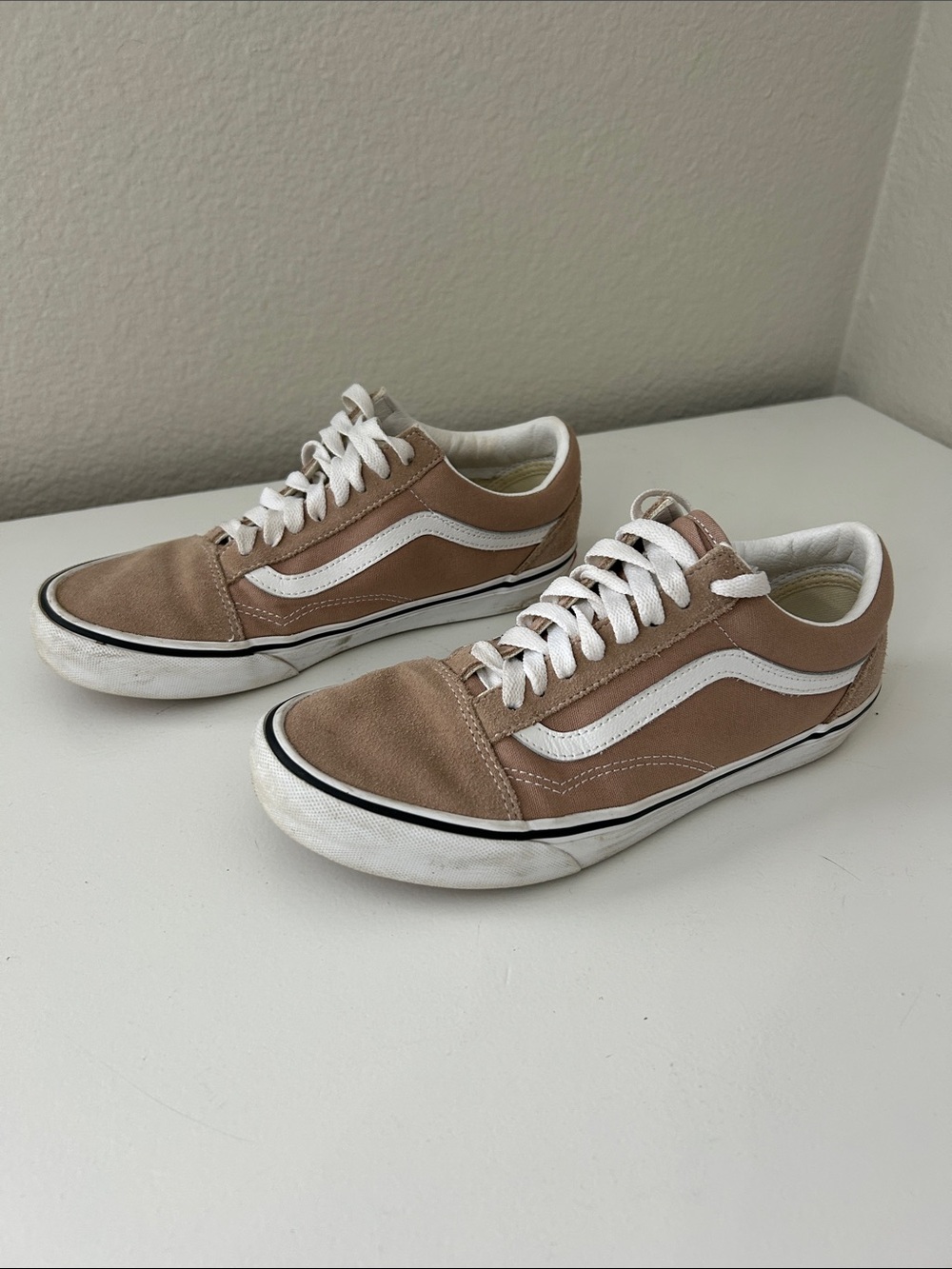 Vans Old Skool Low-Top Sneakers in Tan and White